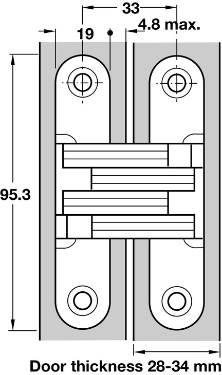 Bản lề SOSS 212 19.1x95.3 (mạ niken) Hafele 341.07.754