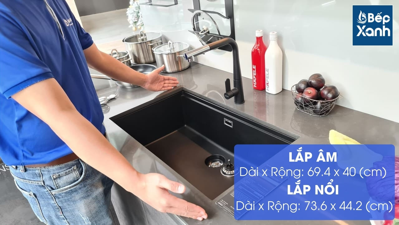 Chậu đá Hafele HS20-GED1S80 / Màu đen, Mã số: 570.30.300