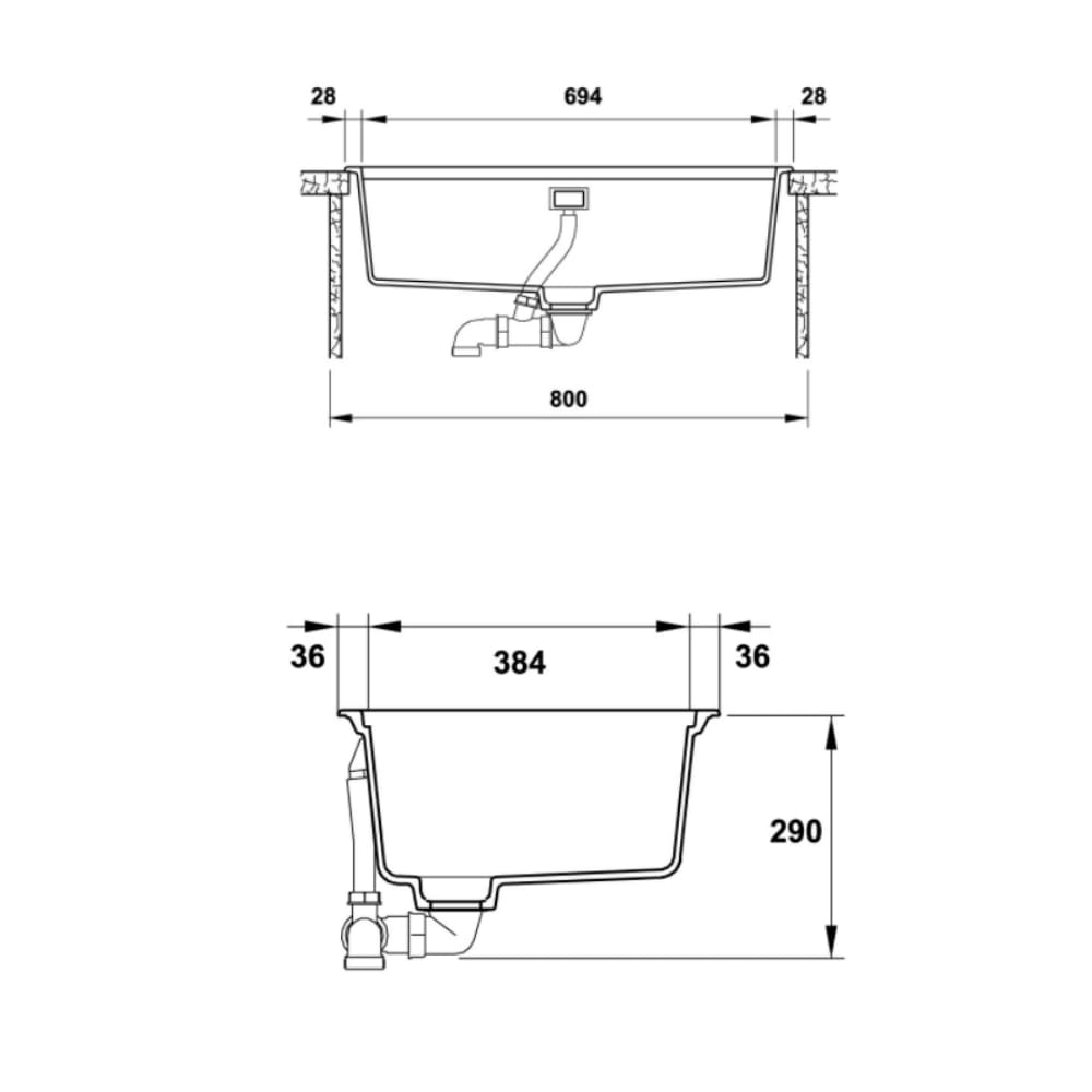 Chậu đá Hafele HS20-GED1S80 / Màu đen, Mã số: 570.30.300