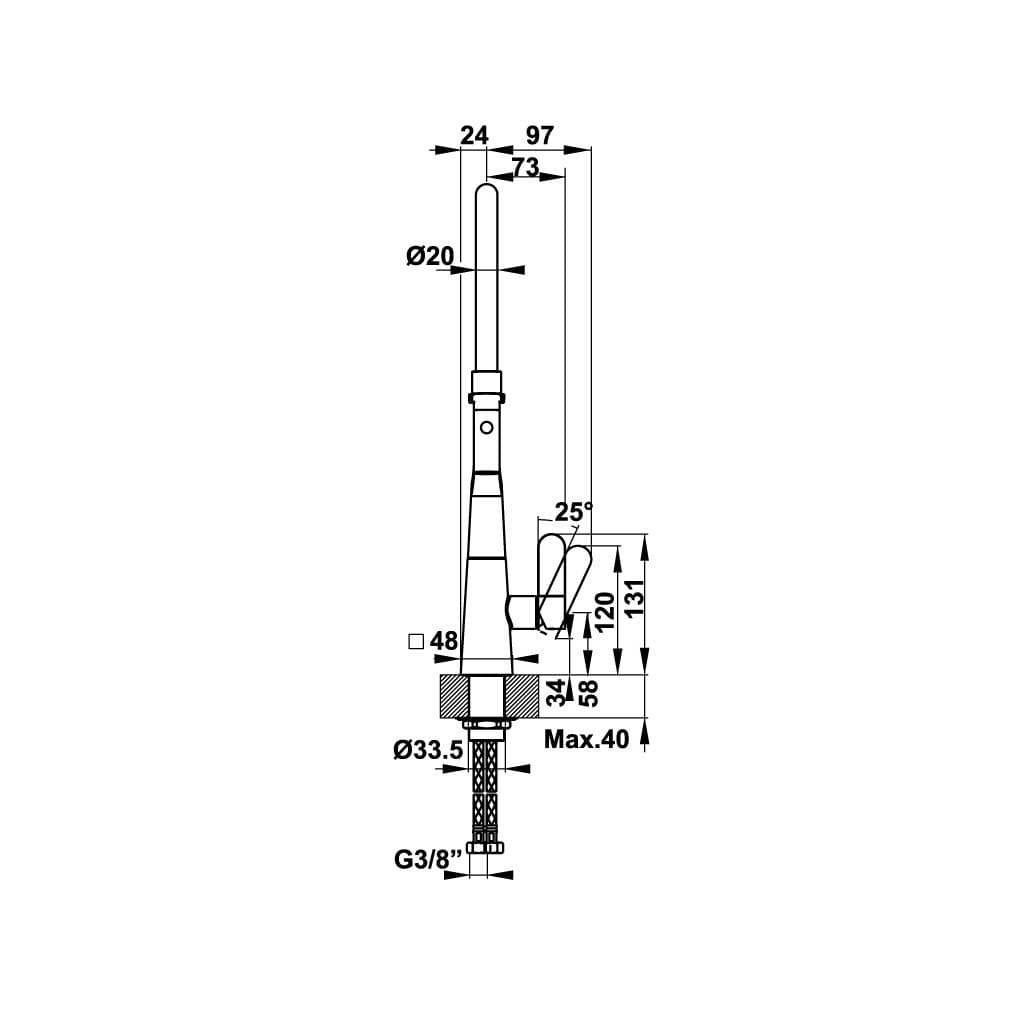 Vòi rửa chén Hafele HT20-CH1F187 / Đồng thau mạ Chrom, Mã số 570.82.230