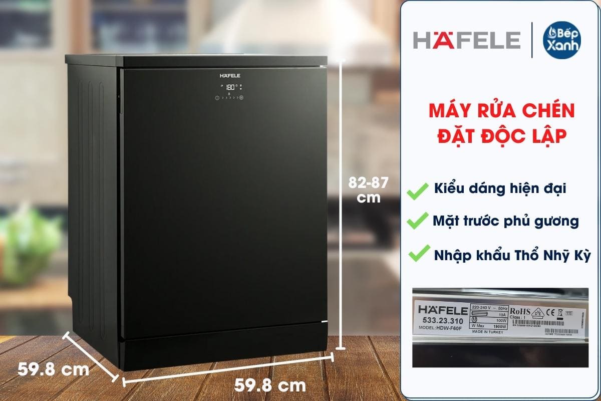 Máy Rửa Chén Độc Lập 15 Bộ Hafele HDW-F60F 533.23.310 / Tặng bếp từ đơn 2.660.000đ