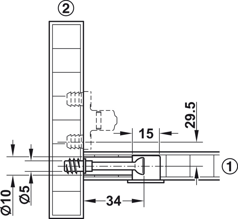 Chốt Nối Nhỏ Ren 8.5mm Hafele 262.28.615