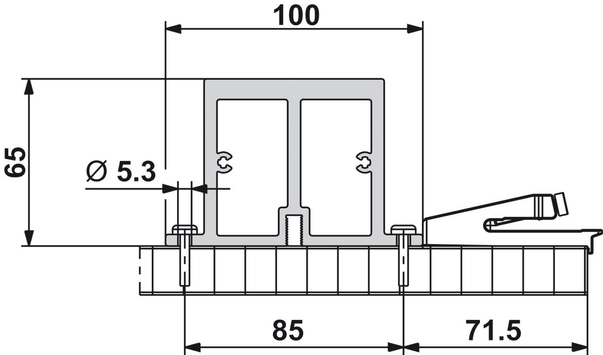 Fol.Concepta adjust.prof.alu.silv.2600mm Hafele 408.30.970