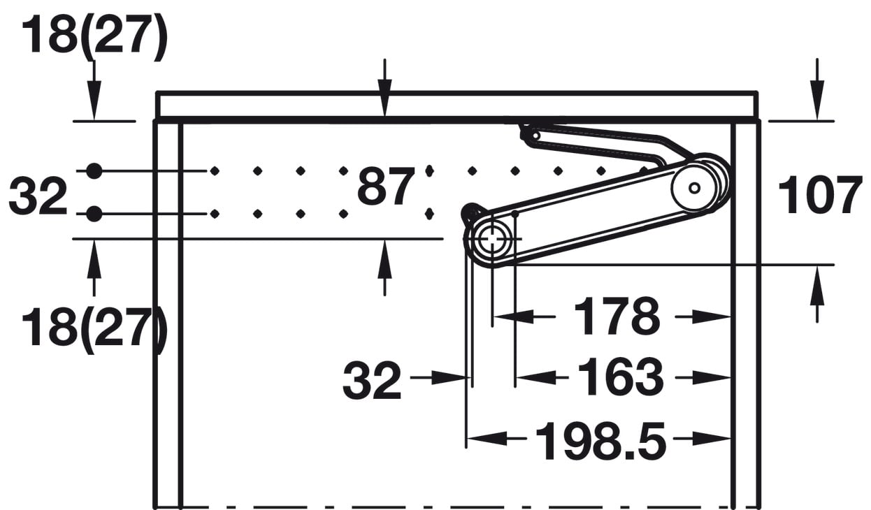 Tay nâng rương MAXI UP 3675H Hafele 373.85.702