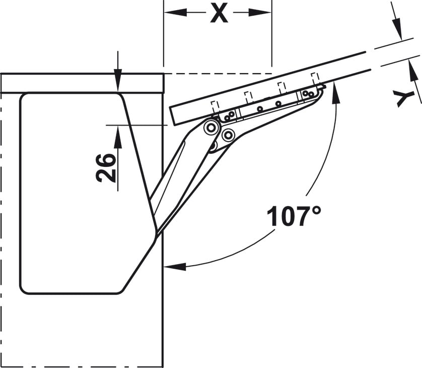 Bộ Tay Nâng Free Flap 3.15 Hafele 493.05.851
