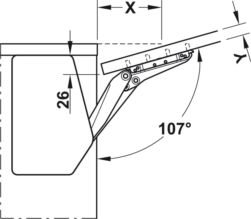 Bộ Tay Nâng Free Flap 3.15 Hafele 493.05.862