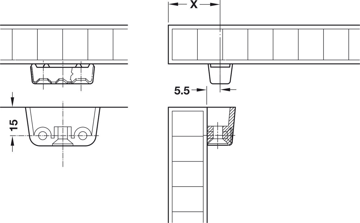 Liên kết RTA nâu 37x20x13mm Hafele 262.61.100