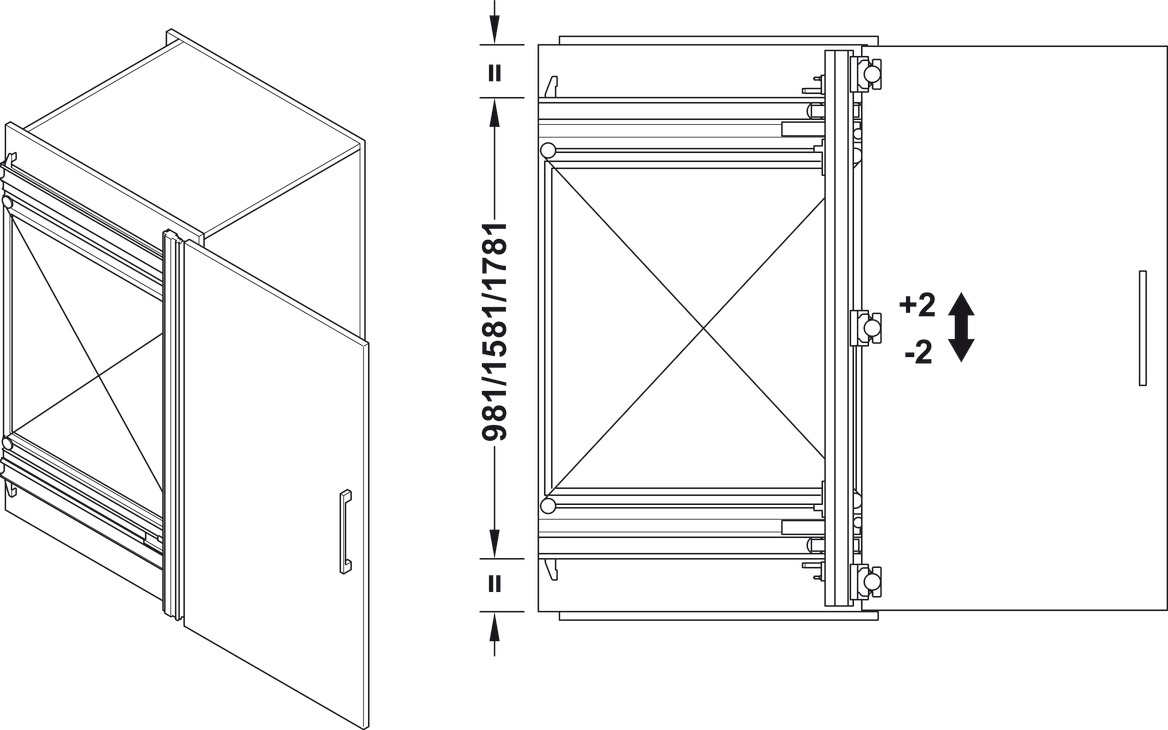 Bộ phụ kiện F-Park72 50A 2200-2700/560mm Hafele 408.45.026