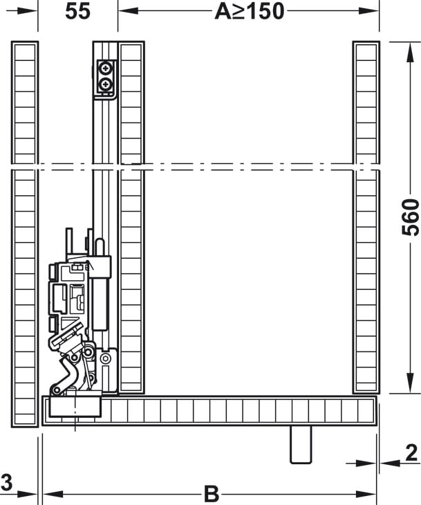 Bộ phụ kiện F-Park72 50A 2200-2700/560mm Hafele 408.45.026