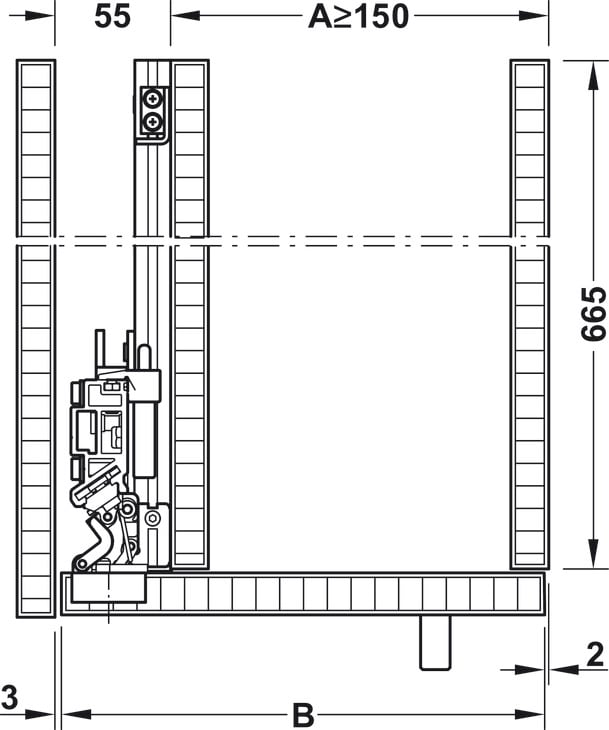 Bộ phụ kiện F-Park72 50A 2200-2700/560mm Hafele 408.45.026