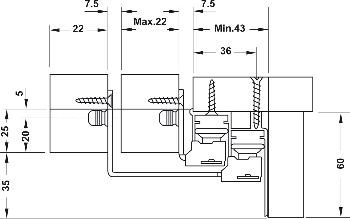 Phụ Kiện Cửa Trượt Tủ Slido Space Air 80VF Hafele 406.78.037