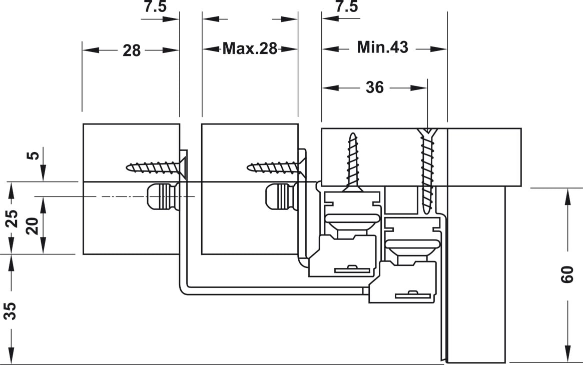 Phụ Kiện Cửa Trượt Tủ Slido Space Air 80VF Hafele 406.78.026
