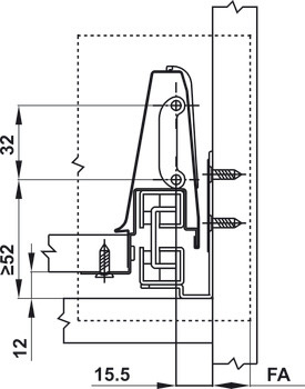 Ray hộp Alto giảm chấn H84mm Hafele 552.03.785