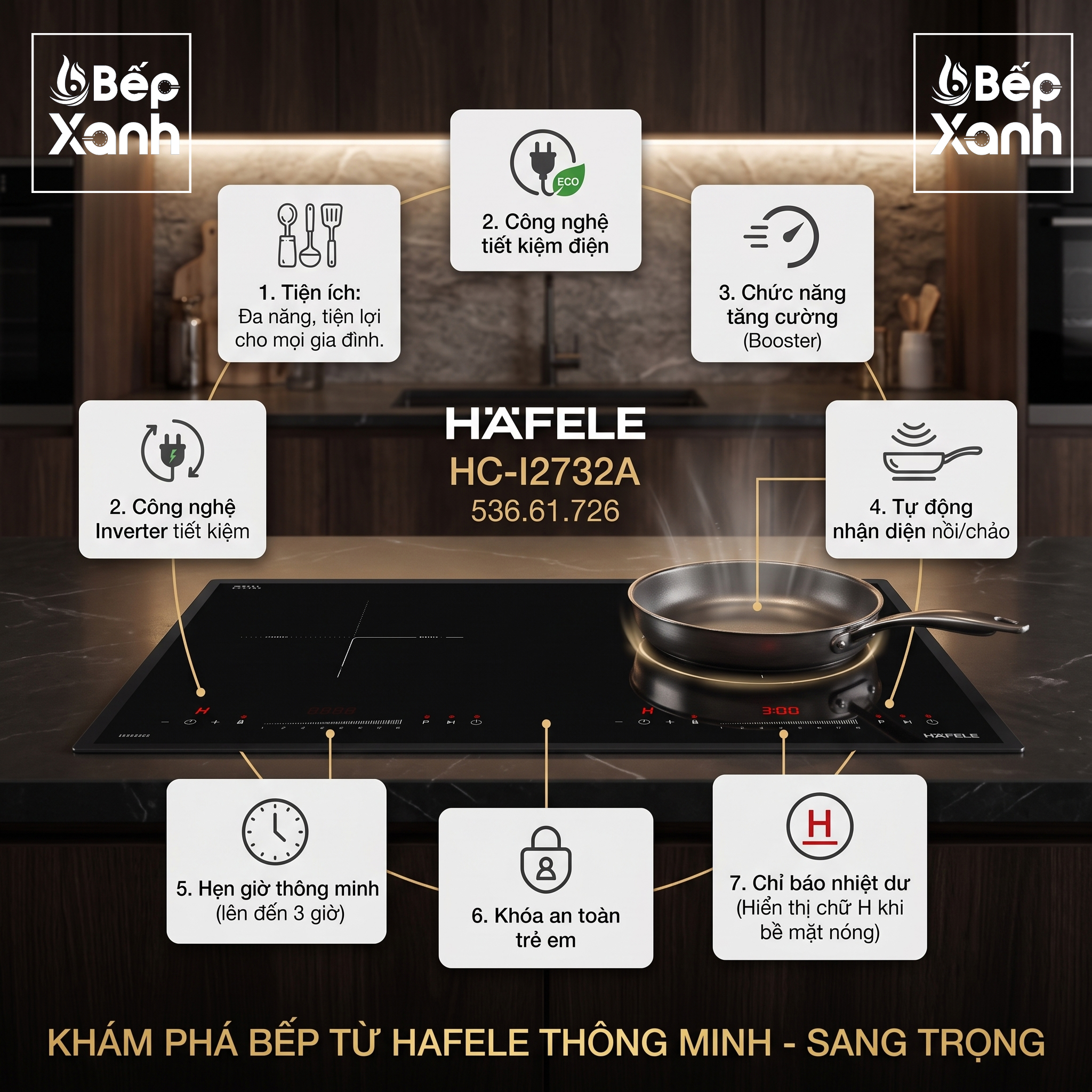 Bếp Từ Âm 2 Vùng Nấu Hafele HC-I2732A 536.61.726