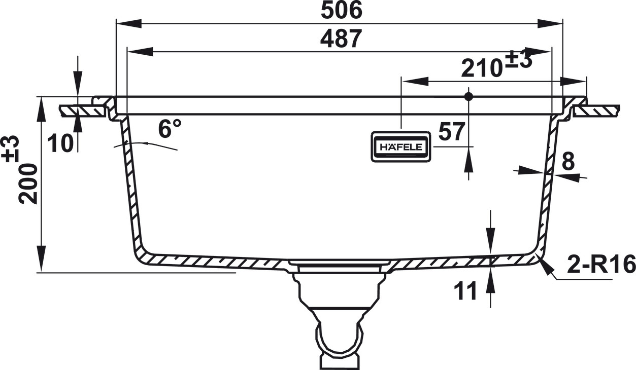 Chậu đá HS22-GEN1S60M Hafele 577.25.520