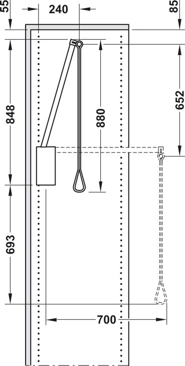 Tay nâng móc áo giảm chấn Hafele 805.11.152