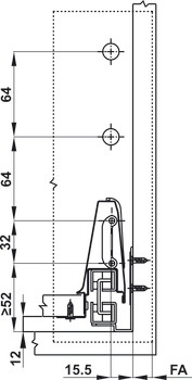 Ray hộp Alto giảm chấn Hafele 552.03.795 - Dài 550mm