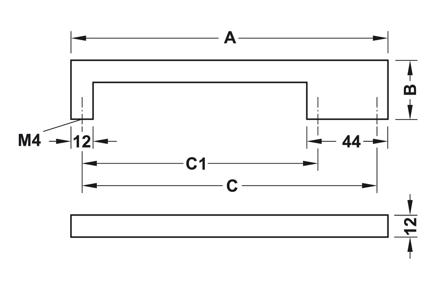 Tay nắm tủ 172mm H1380 Hafele 110.34.356