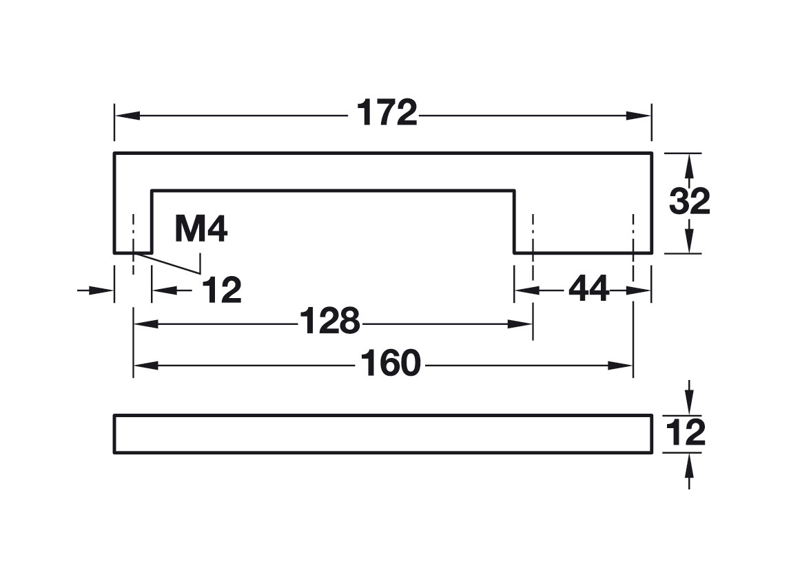 Tay nắm tủ 172mm H1380 Hafele 110.34.356