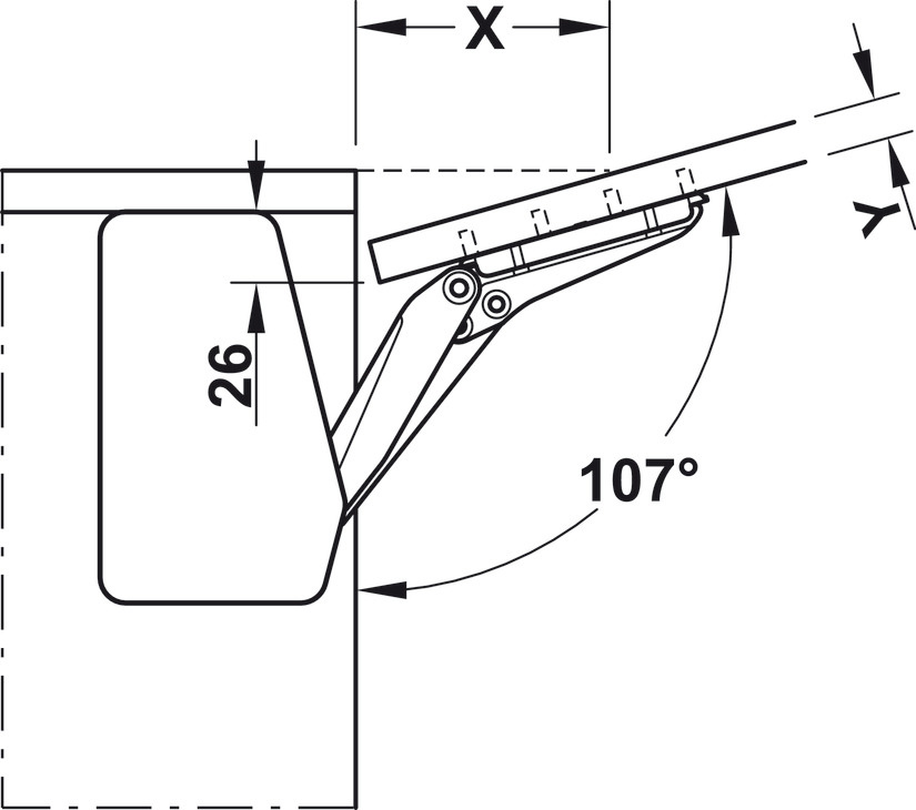Tay nâng Free Flap 1.7 Hafele 372.91.407