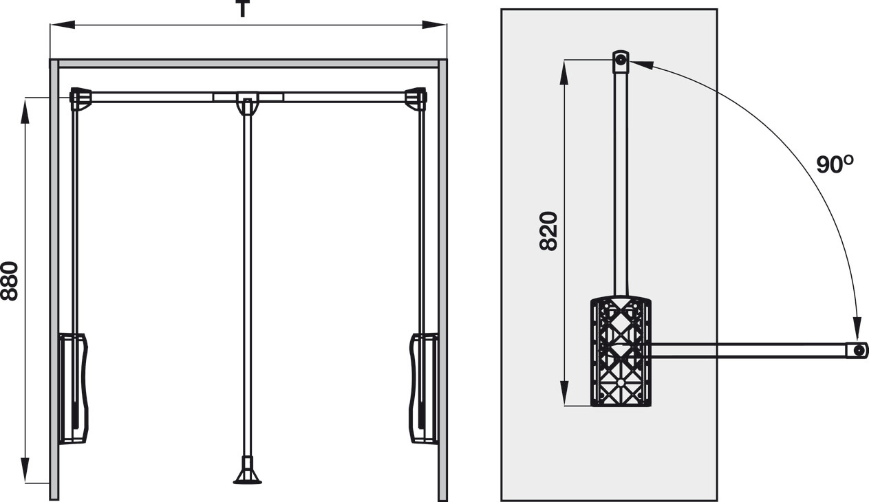 Tay nâng móc áo giảm chấn Hafele 805.11.152