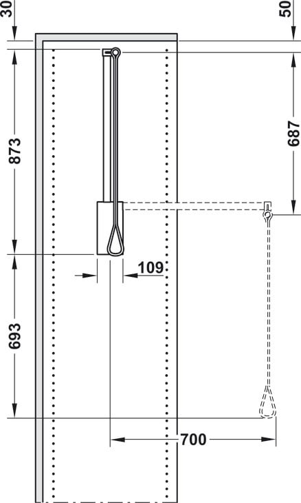 Tay nâng móc áo giảm chấn Hafele 805.11.152
