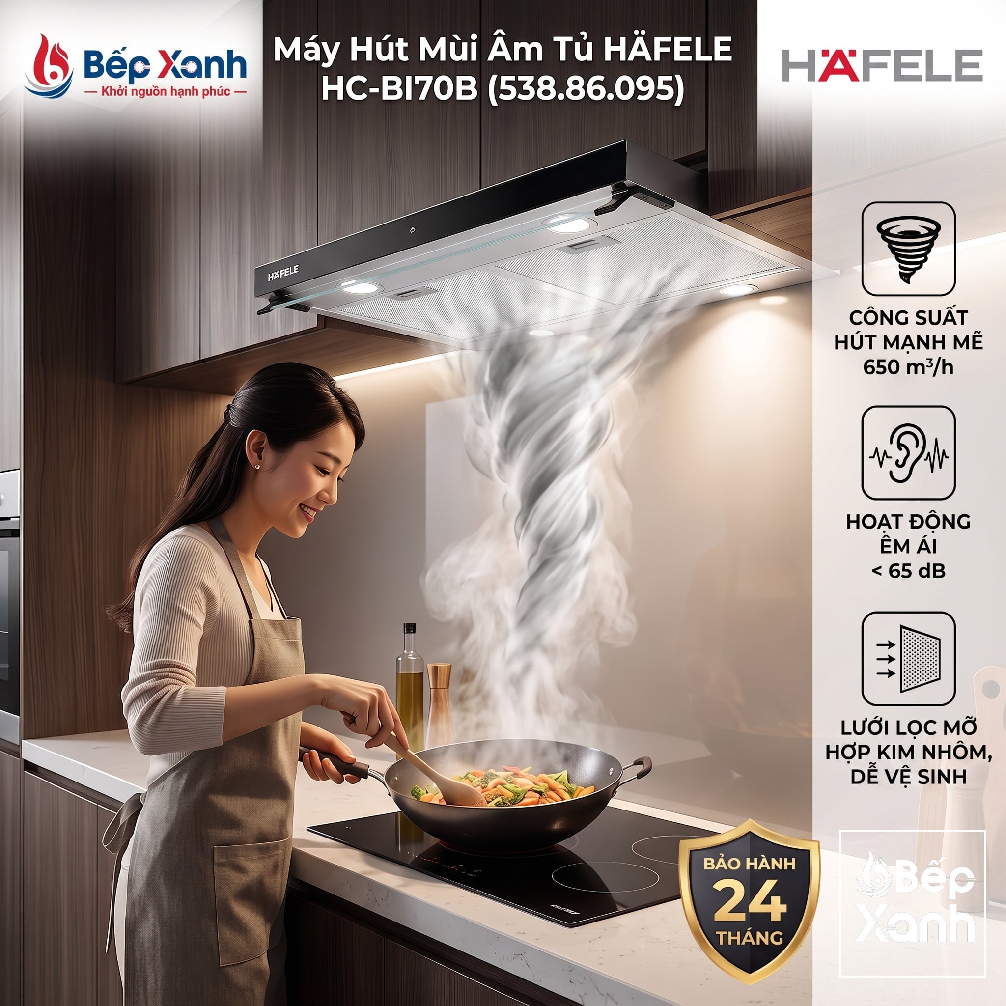 [CHÍNH HÃNG - FREESHIP HCM] Máy Hút Mùi Âm Tủ Hafele HC-BI70B (538.86.095) - Điều Khiển Cảm Ứng, Công Suất Mạnh Mẽ