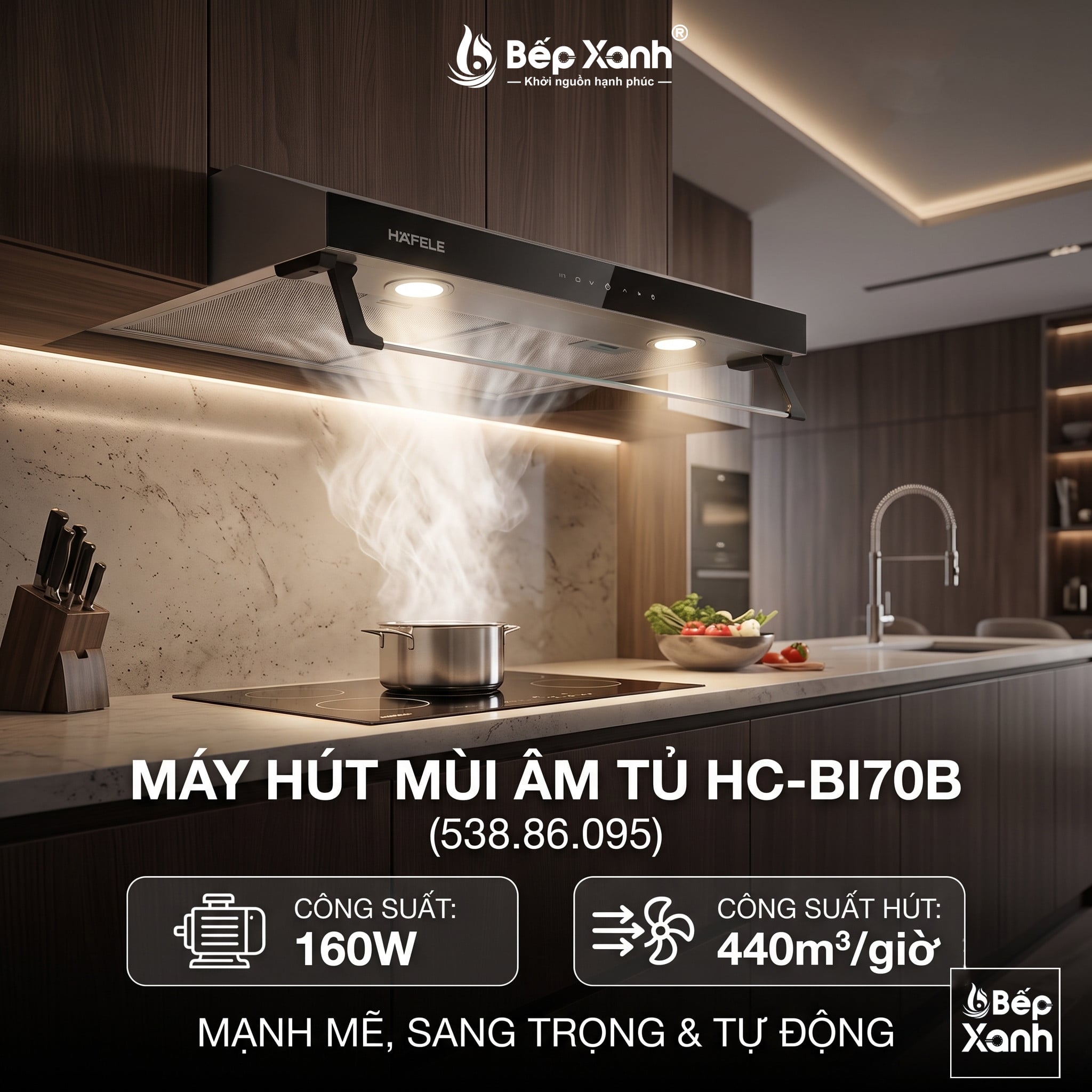 [CHÍNH HÃNG - FREESHIP HCM] Máy Hút Mùi Âm Tủ Hafele HC-BI70B (538.86.095) - Điều Khiển Cảm Ứng, Công Suất Mạnh Mẽ