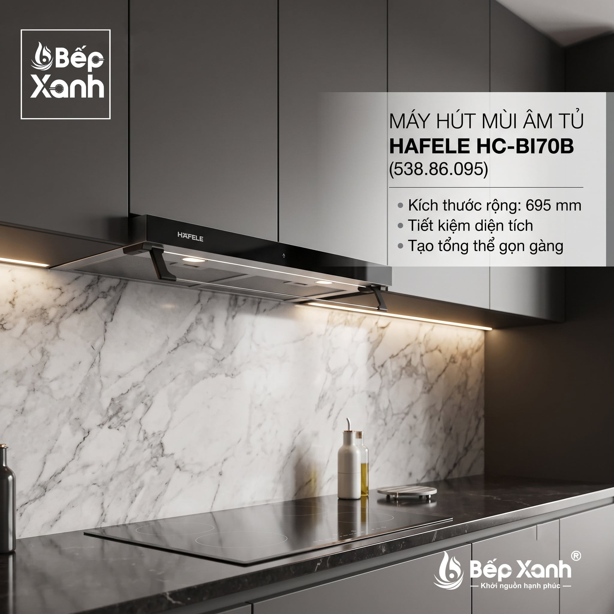 [CHÍNH HÃNG - FREESHIP HCM] Máy Hút Mùi Âm Tủ Hafele HC-BI70B (538.86.095) - Điều Khiển Cảm Ứng, Công Suất Mạnh Mẽ