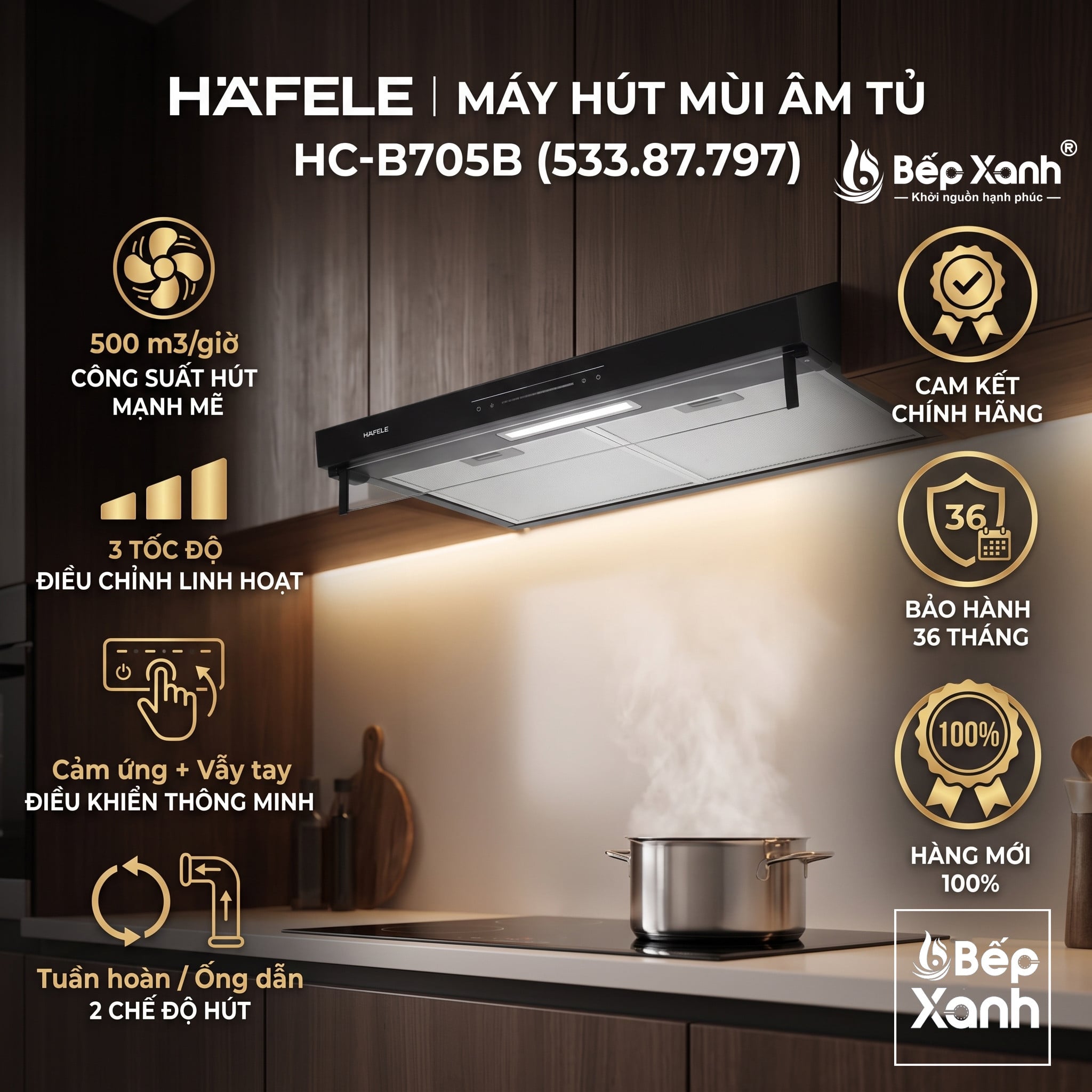 Máy hút mùi âm tủ Hafele HC-B705B (533.87.797)