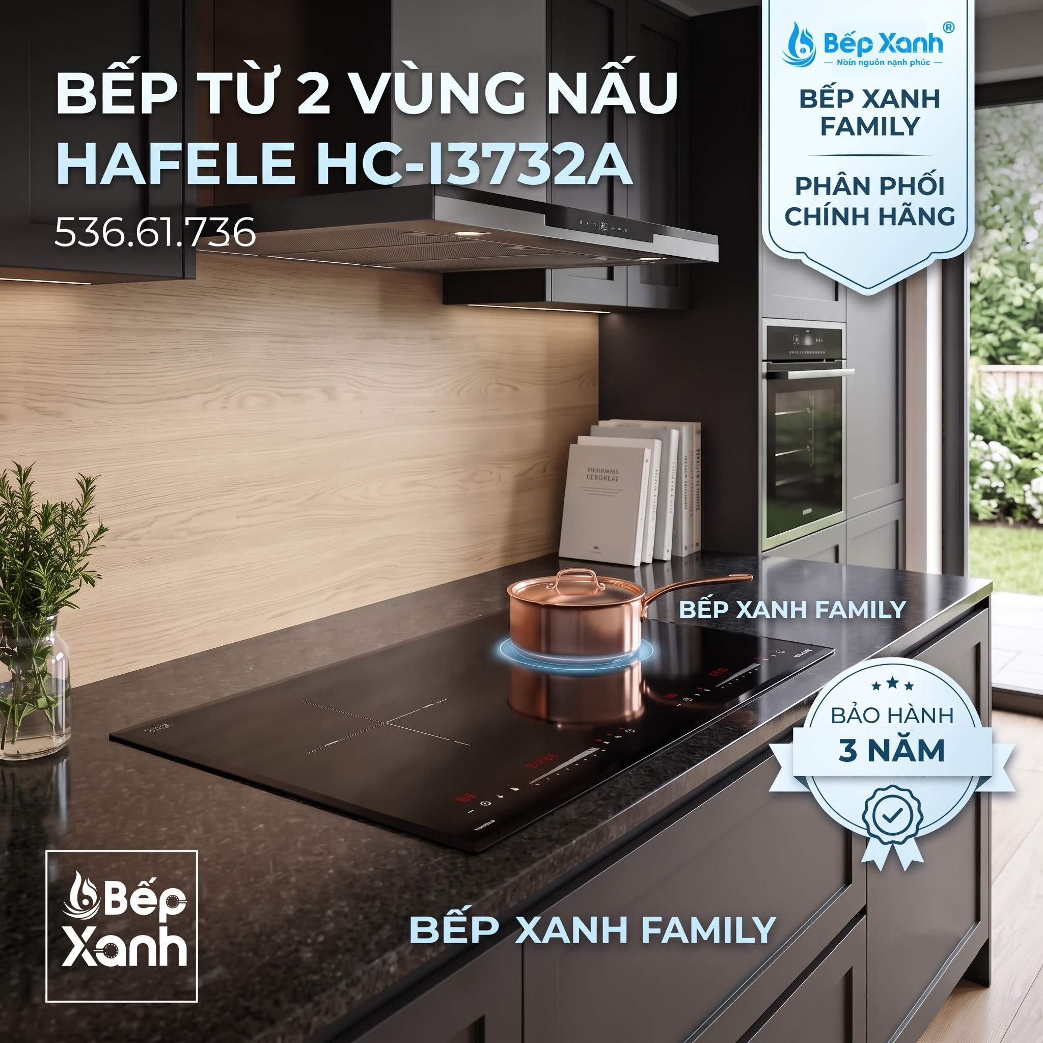 Bếp từ 2 vùng nấu Hafele HC-I3732A, mã số 536.61.736