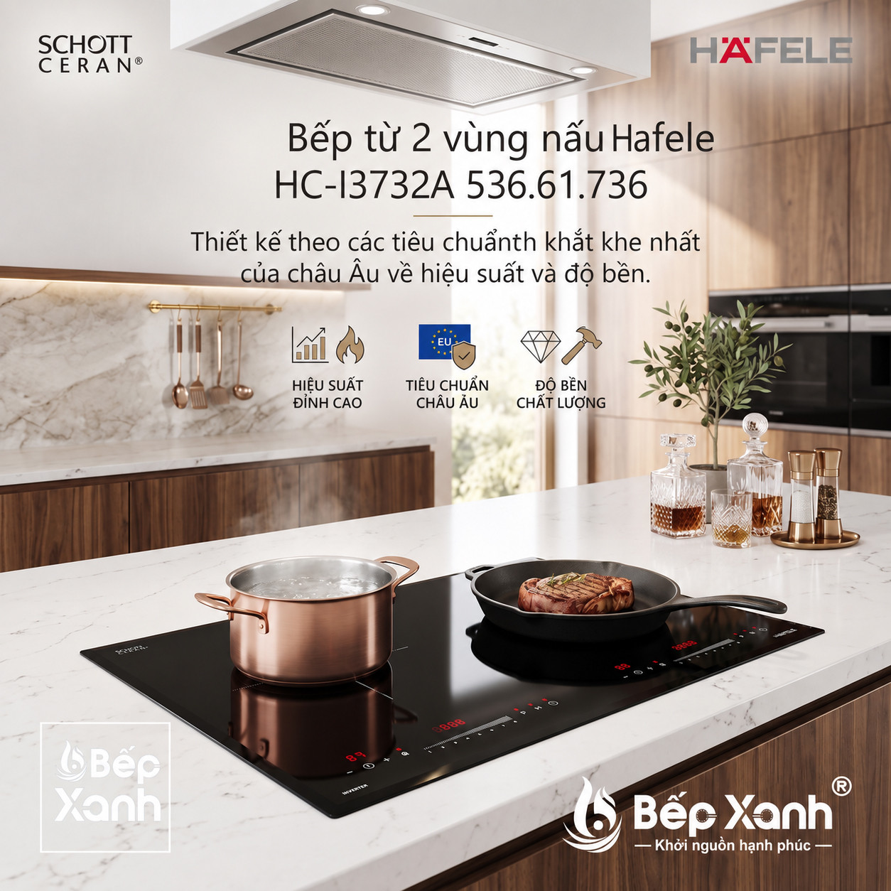 Bếp từ 2 vùng nấu Hafele HC-I3732A, mã số 536.61.736