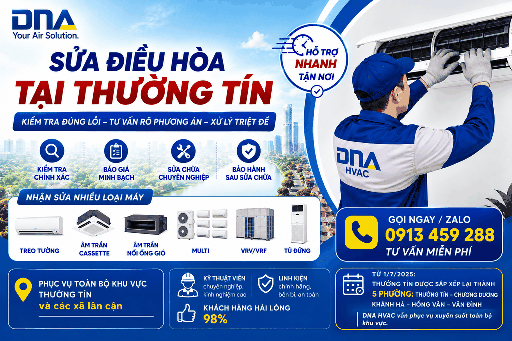 Sửa điều hòa tại Thường Tín – Kiểm tra đúng nguyên nhân, xử lý gọn từng lỗi