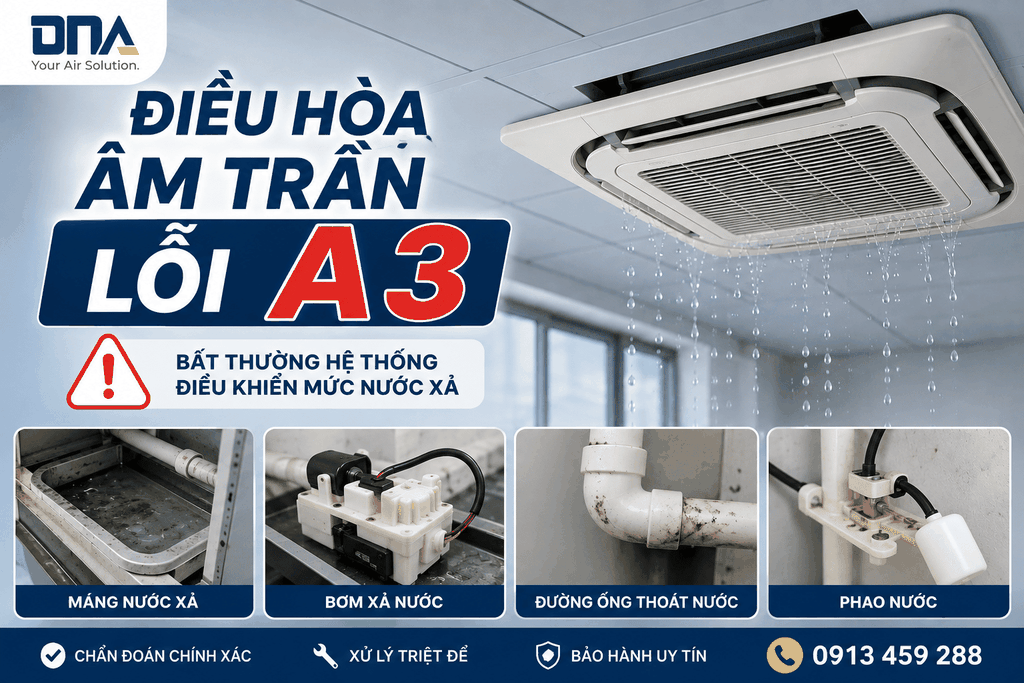 Điều hoà âm trần lỗi A3 là gì? Nguyên nhân và cách khắc phục