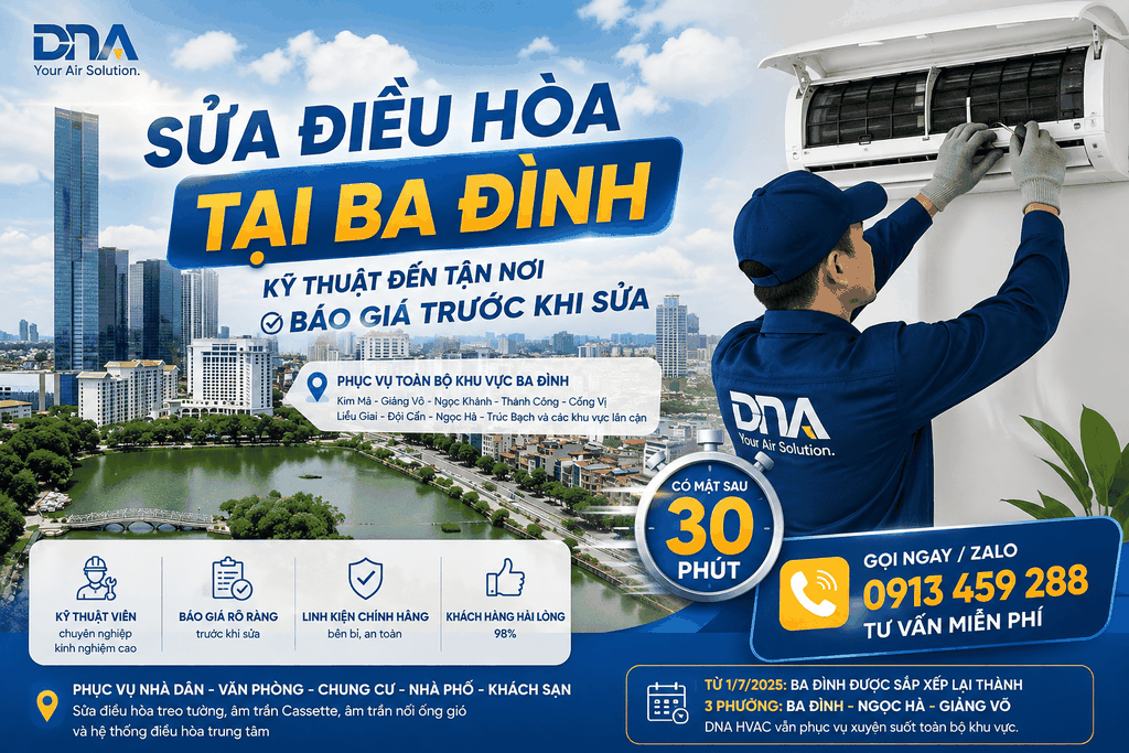 Sửa Điều Hòa Tại Ba Đình – Kỹ Thuật Đến Tận Nơi, Báo Giá Trước Khi Sửa