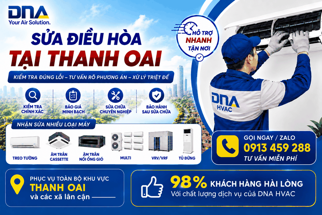 Sửa điều hòa tại Thanh Oai – Kiểm tra tận nơi, xử lý đúng lỗi trước khi phát sinh nặng hơn