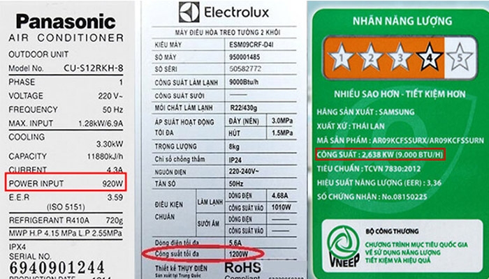 Công suất tiêu thụ điện của điều hòa 36000btu là bao nhiêu?