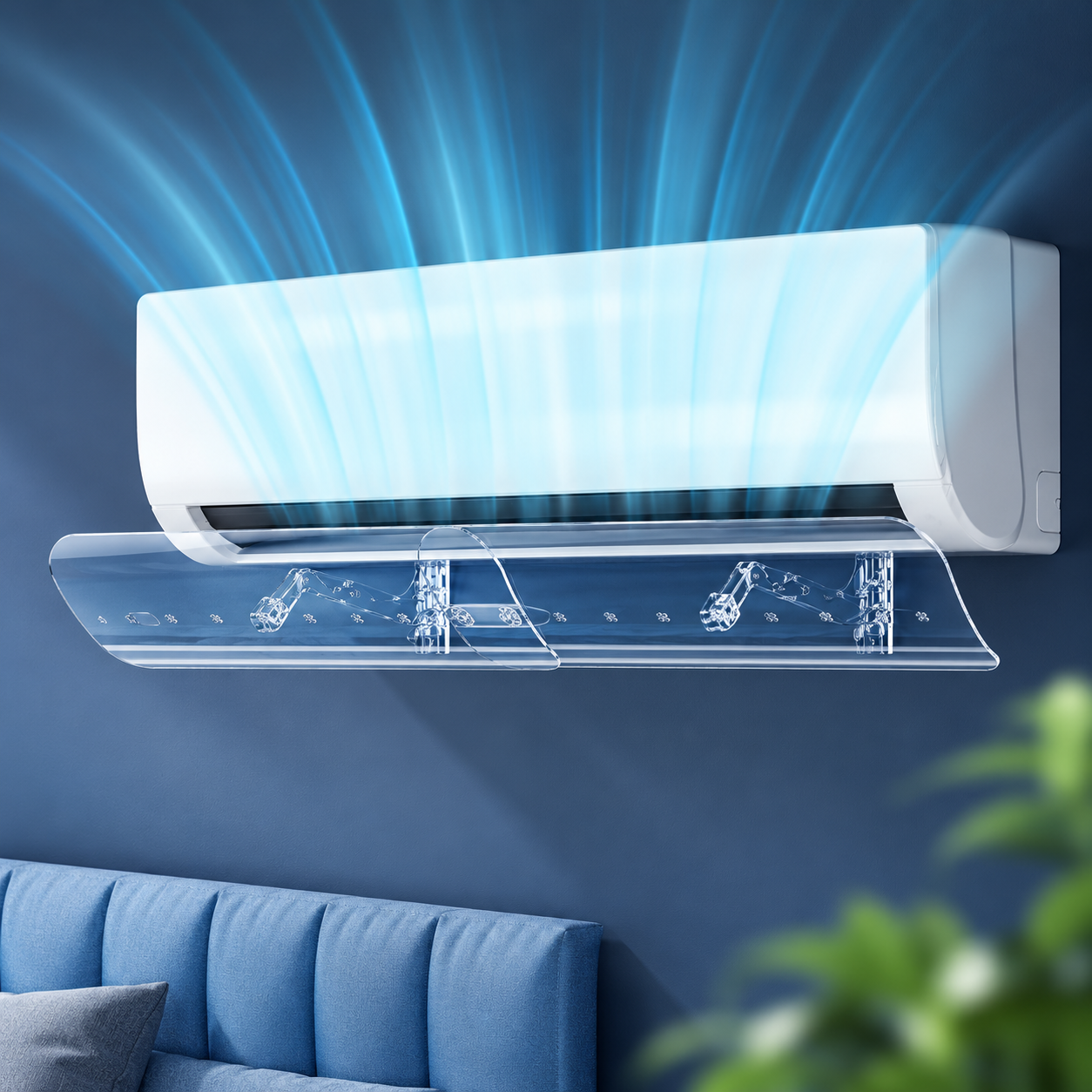 Tấm Chắn Gió Điều Hòa Treo Tường Trong Suốt – Co Giãn 560–1020mm