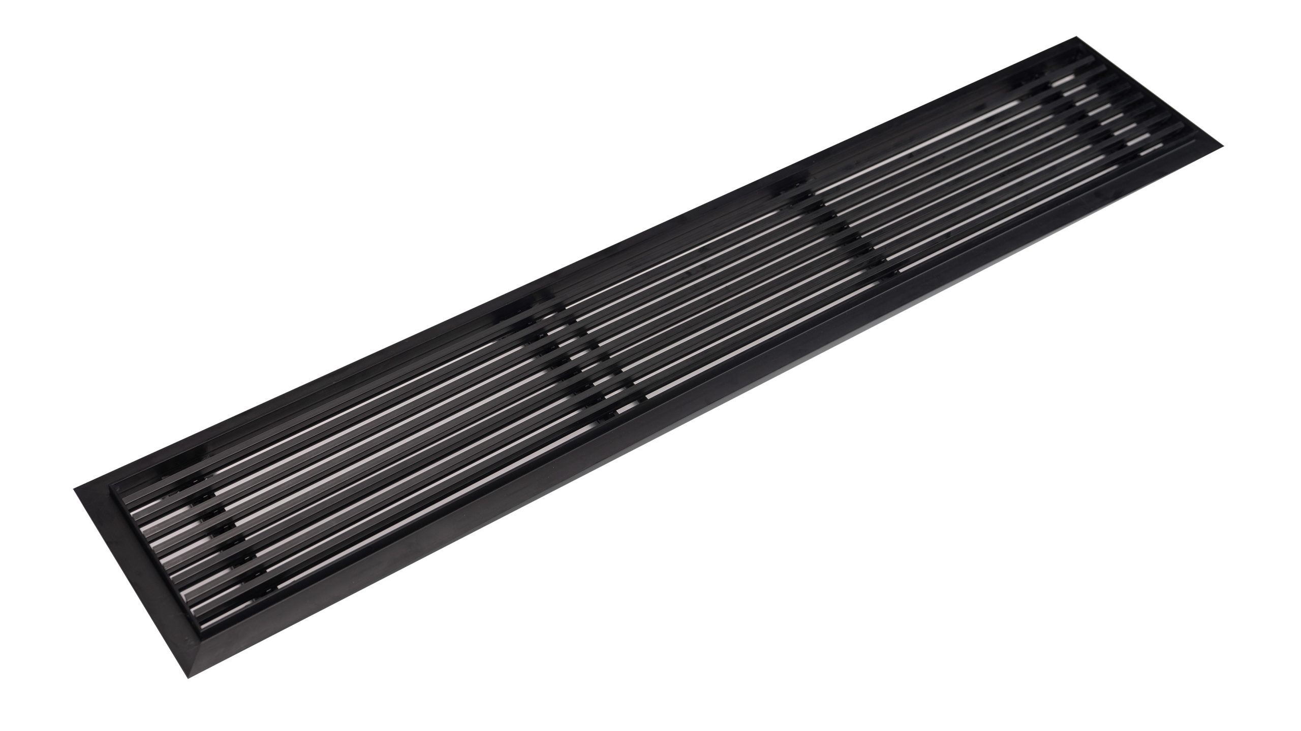 Cửa gió PLUS khung viền 15mm màu đen, nan cong tuyến tính