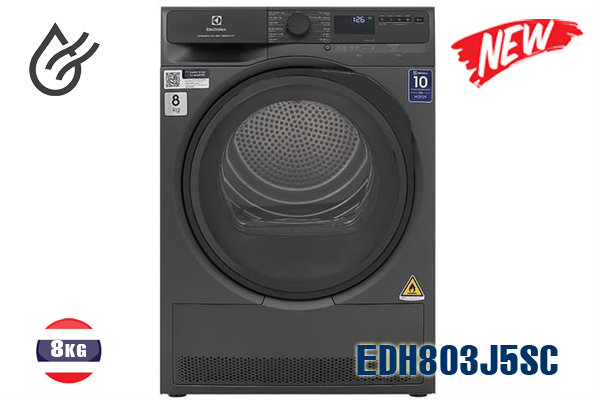 Máy sấy bơm nhiệt Electrolux 8kg xám đen EDH803J5SC