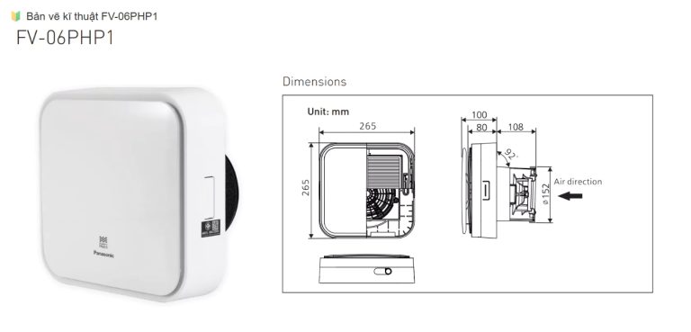 Máy cấp gió tươi gắn tường Panasonic FV-06PHP1