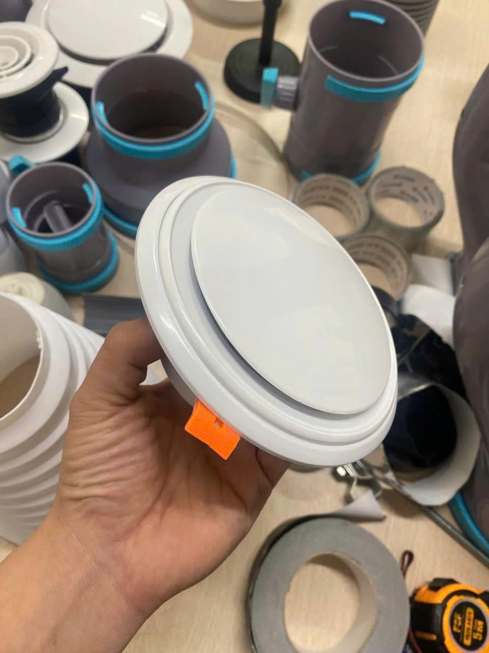 Cửa gió khí tươi nhựa ABS tròn D75mm Loại cao cấp viền trắng