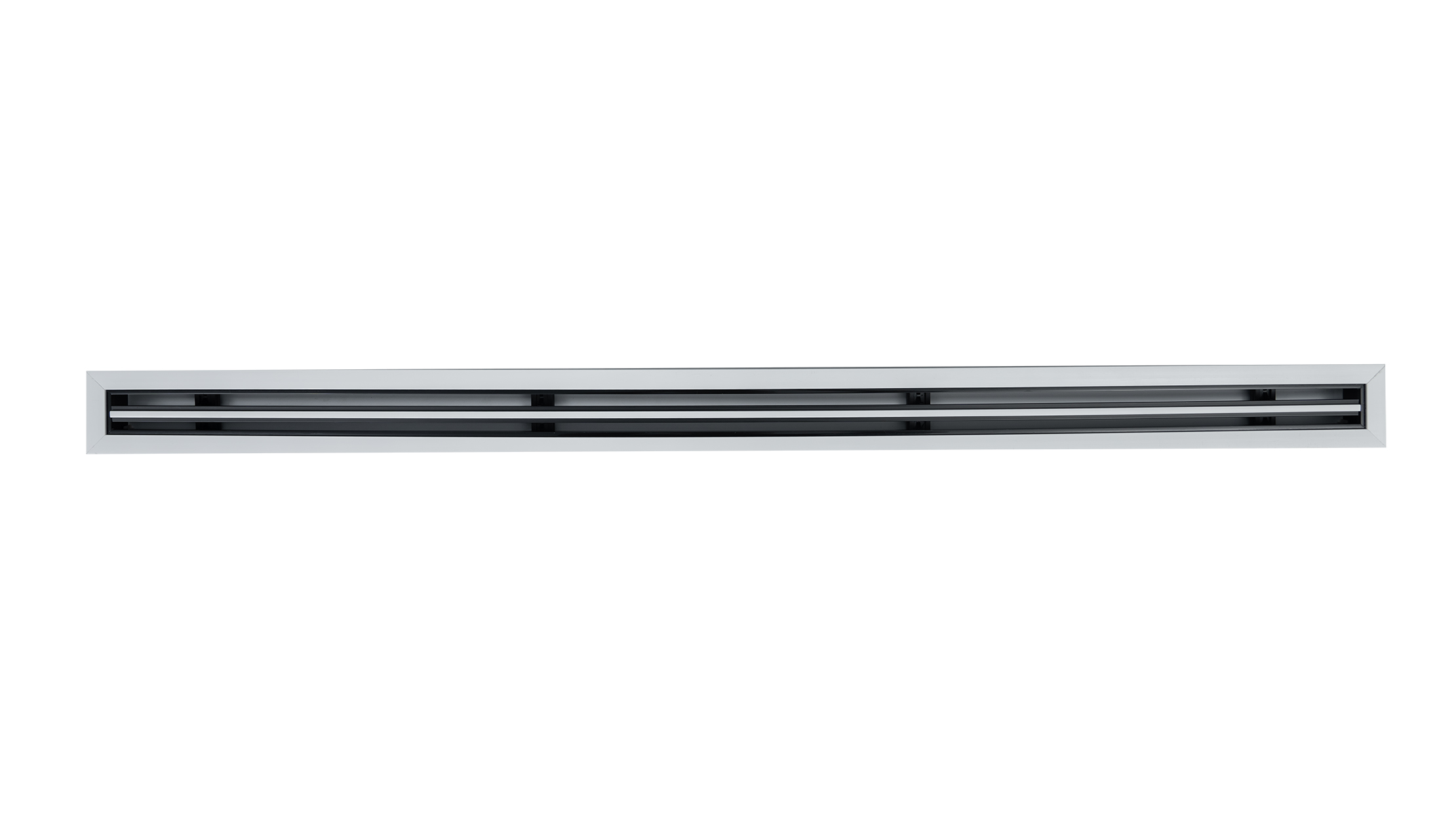 Cửa gió Slot khung viền 1 khe gió viền trắng đen, nhựa PVC màu trắng, 1 nan đen có thể điều chỉnh góc