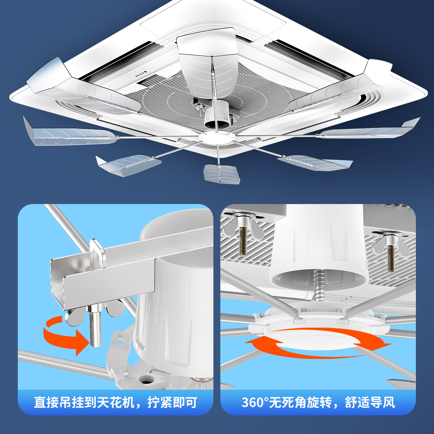 Quạt Đảo Gió Điều Hòa Âm Trần Cassette – Cánh Trắng, Trong Suốt