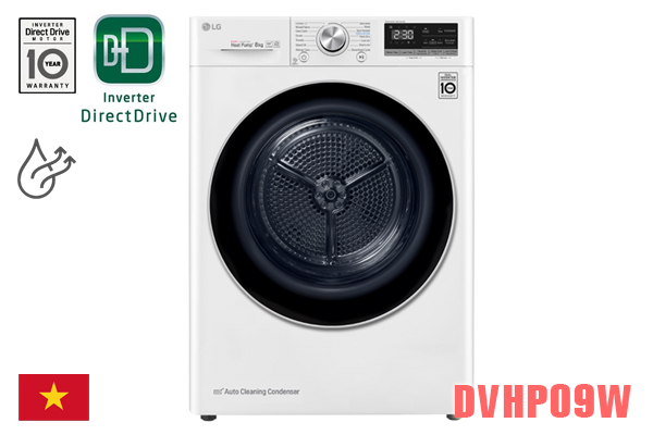 Máy sấy bơm nhiệt LG 9 Kg DVHP09W