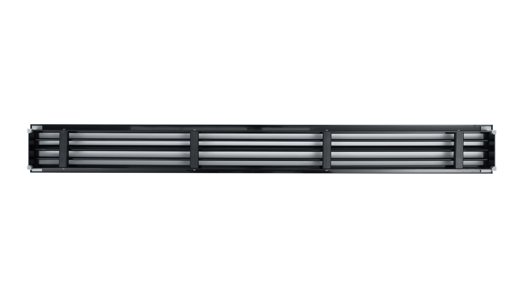 Cửa gió Slot khung viền 2 khe gió viền trắng đen, nhựa PVC màu trắng, 1 nan đen có thể điều chỉnh góc, cơ cấu thẻ đỡ