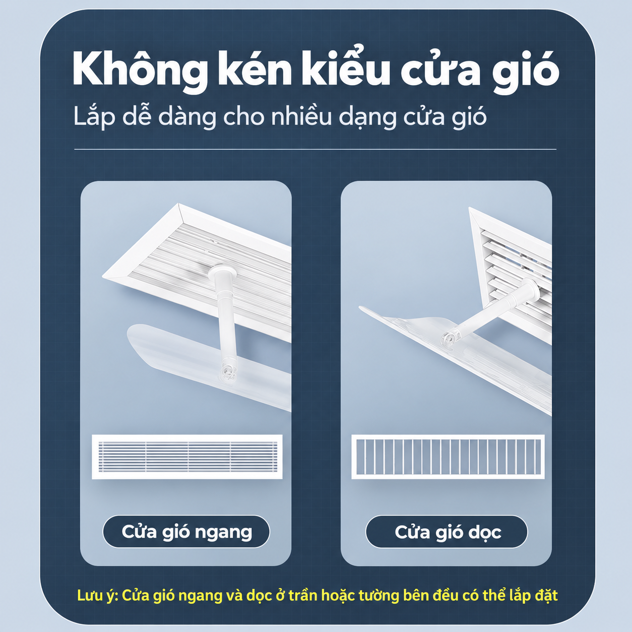 Tấm Chắn Gió Điều Hòa Âm Trần Nối Ống Gió Trong Suốt – Điều Hướng 2 Chiều