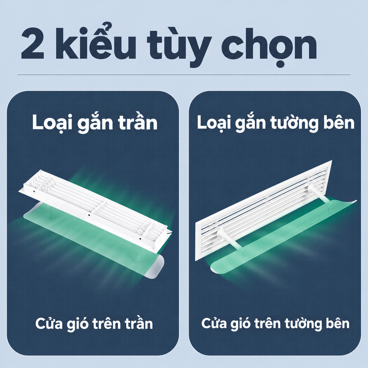 Tấm Chắn Gió Điều Hòa Âm Trần Nối Ống Gió Trong Suốt – Điều Hướng 2 Chiều