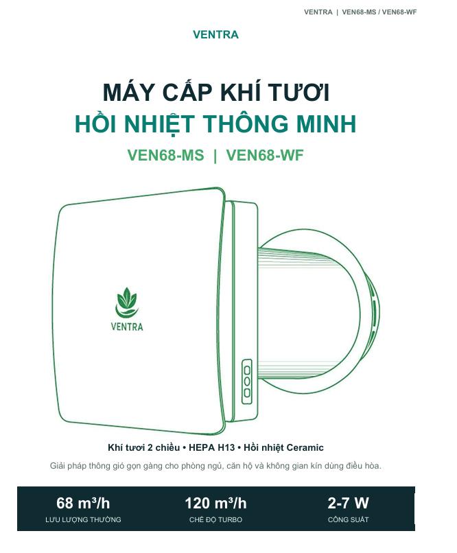Máy cấp khí tươi hồi nhiệt gắn tường Ventra VEN68-MS