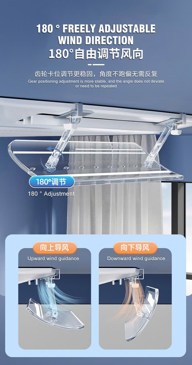 Tấm chắn gió điều hoà âm trần loại trong suốt, đảo hướng gió